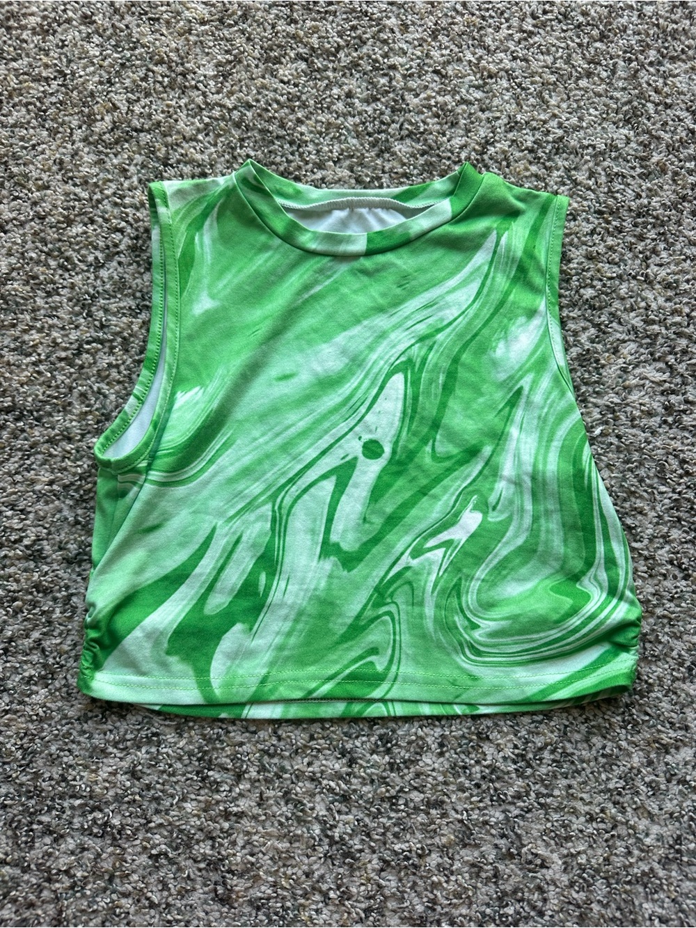 Size small green and white marble crop top